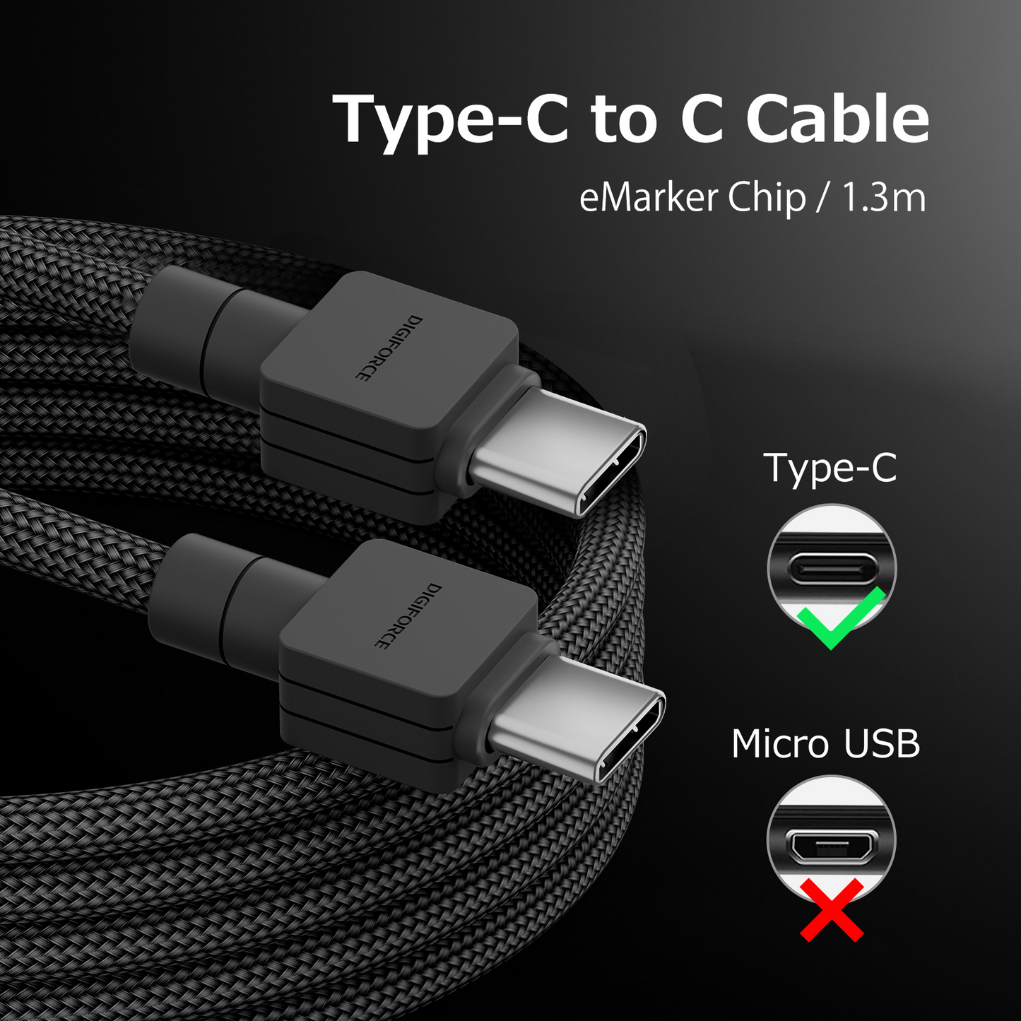 【Type-C to C Cable 1.3m 100W】 android タブレット端末 ノートパソコン 急速充電 PD対応 Power Delivery D0117