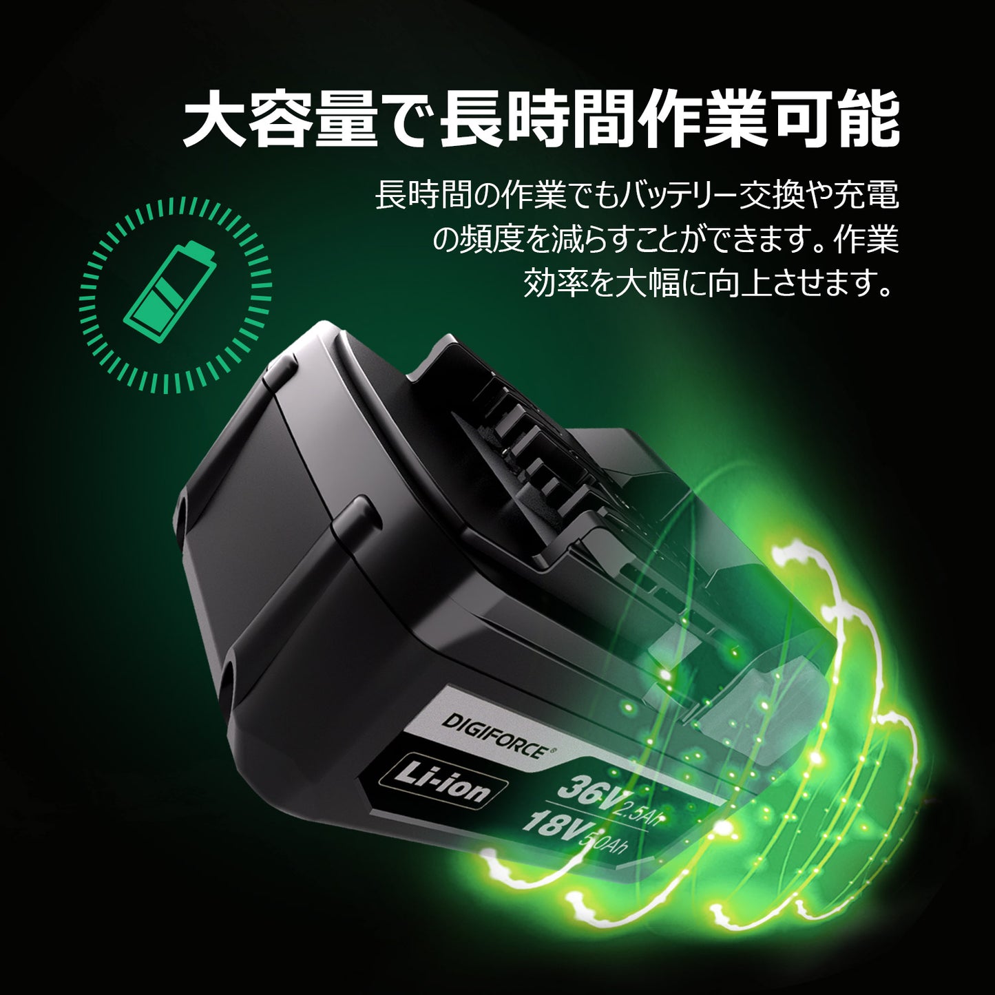 【HiKOKIバッテリー】ハイコーキ互換バッテリー 36V 2.5Ah/18V 5.0Ah ハイコーキ36V/18Vシリーズ対応 バッテリー BSL36A18X