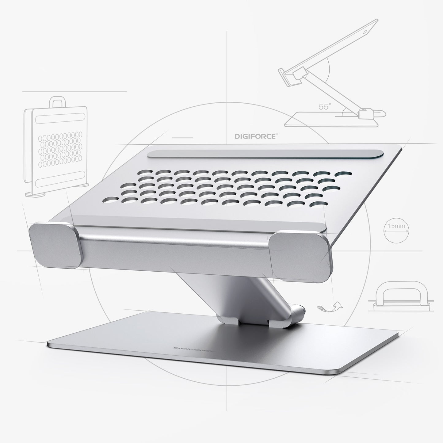 【Laptop Stand】PCスタンド 折りたたみ式 パソコン PC ラップトップ ノートパソコン スタンド MacBook / MacBook Air アルミ合金 安定 角度調整 D0045