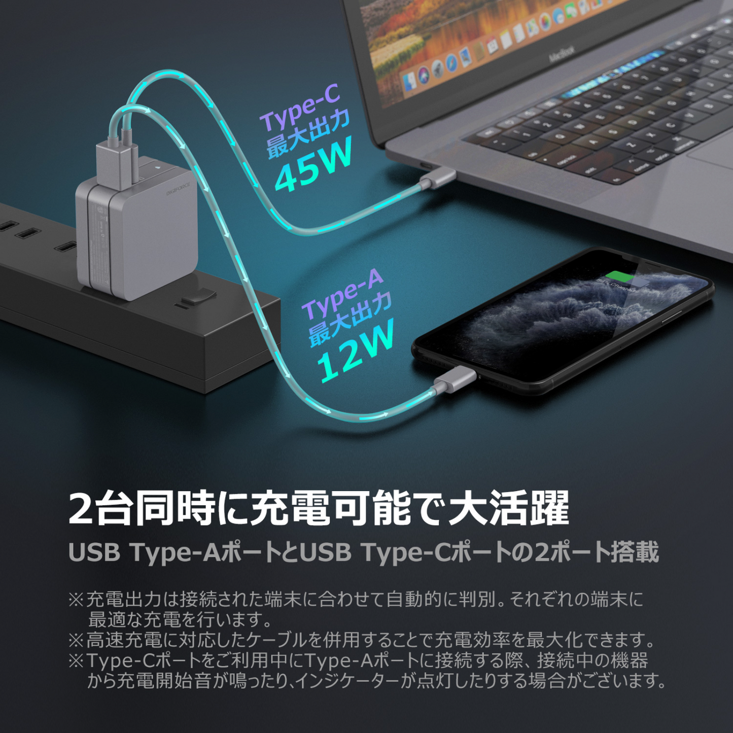 【square 65W 1A1C】ACアダプター 急速充電 ノートパソコン タブレット端末 D0035