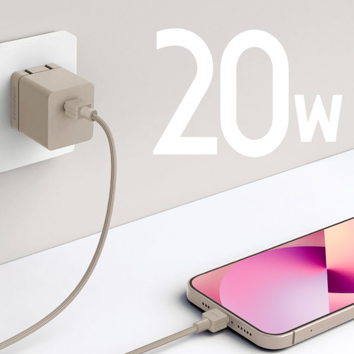 【Design cube 20W & L】ACアダプター 急速充電 Type-C to Lightning（1m） ケーブルセット スマートフォン iPhone D0067